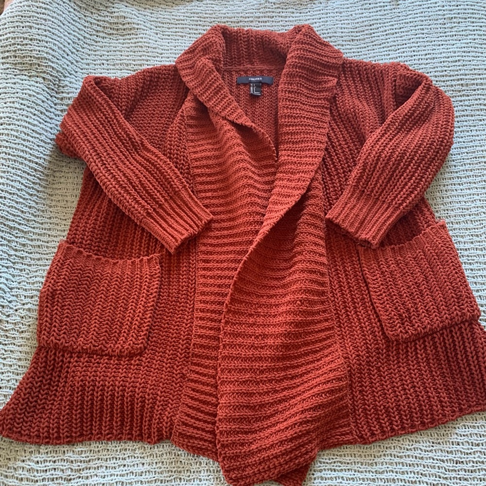 Burnt orange, knit cardigan